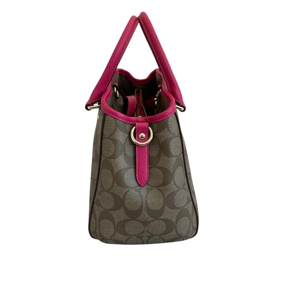 Coach Mini Margot Signature Brown Pink Handbag Caryall Purse + Wallet Leather - Picture 3 of 16